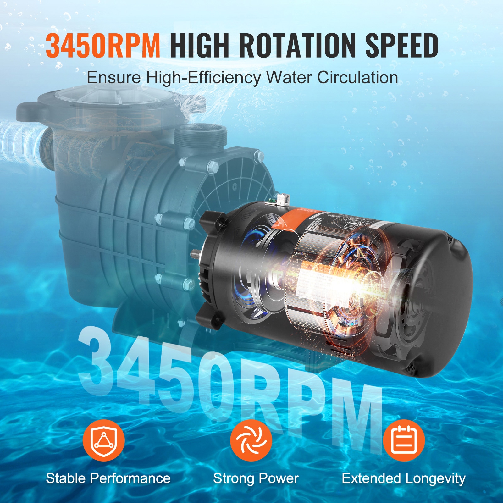 Swimming Pool Pump Motor 1 Hp Round Flange Replacement Motor_voghion.com
